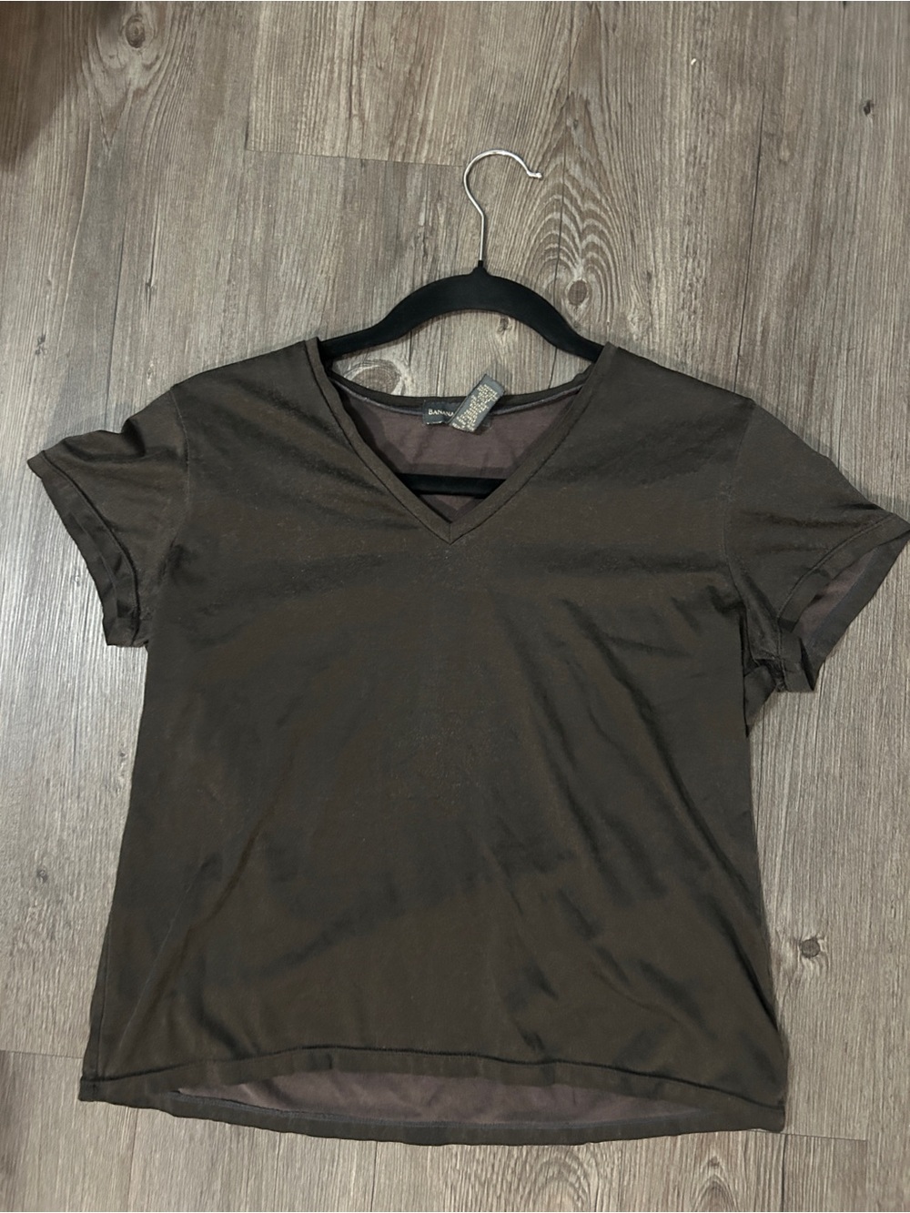 Banana Republic Espresso Quiet Luxury V-Neck Tee Slim Fit Everyday Basic